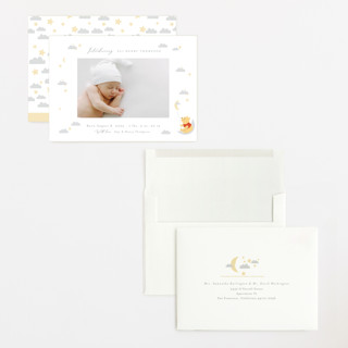 This is a cotton grand birth announcements with standard by Angela Thompson called disney's winnie the pooh night sky printing on signature in grand