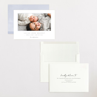 This is a shadow grand birth announcements with standard by Kasia Labocki called border printing on recycled smooth signature in grand