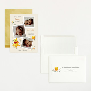 This is a honey grand birth announcements with standard by Oma N. Ramkhelawan called our little hunny printing on recycled smooth signature in grand