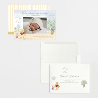 This is a sand grand birth announcements with standard by frau brandt called winnie adventure printing on recycled smooth signature in grand