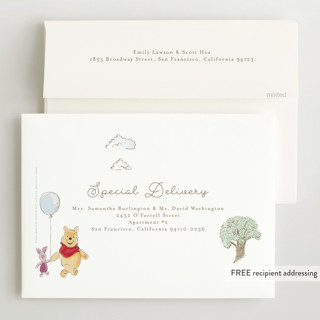This is a sand grand birth announcements with standard by frau brandt called winnie adventure printing on recycled smooth signature in grand