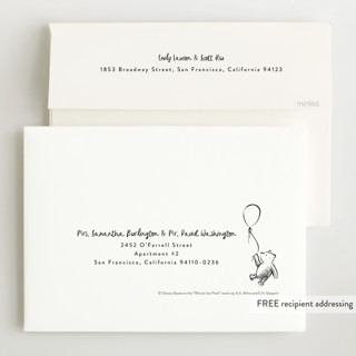 This is a ink grand birth announcements with standard by Pink House Press called disney's classic pooh printing on recycled smooth signature in grand