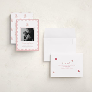 This is a petal grand birth announcements with standard by Teju Reval called sweet teddy bear printing on recycled smooth signature in grand