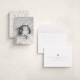 This is a cotton grand birth announcements with standard by Olivia Raufman called bold intro printing on recycled smooth signature in grand