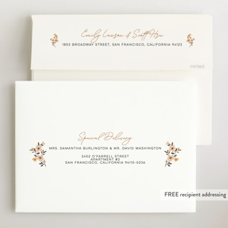 This is a peach grand birth announcements with standard by Sherley Ferreira called spring gardens printing on recycled smooth signature in grand