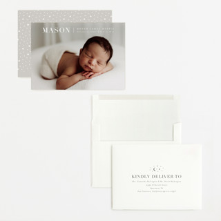 This is a snow grand birth announcements with standard by Sarah Curry called simply named printing on recycled smooth signature in grand