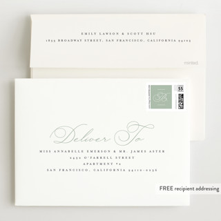 This is a silver sage grand birth announcements with standard by Olivia Raufman called classic welcome printing on recycled smooth signature in grand