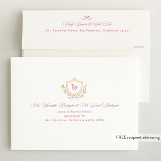 This is a cotton candy grand birth announcements with standard by Creo Study called cottagecore printing on smooth signature in grand