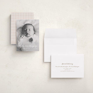 This is a milk grand birth announcements with standard by chocomocacino called cassatina printing on recycled smooth signature in grand