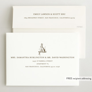 This is a mint grand birth announcements with standard by Megan Davis called classic bunny printing on signature in grand