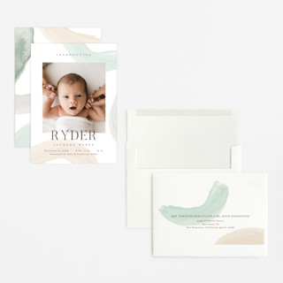 This is a wanderlust grand birth announcements with standard by Pixel and Hank called shapes and colors printing on recycled smooth signature in grand