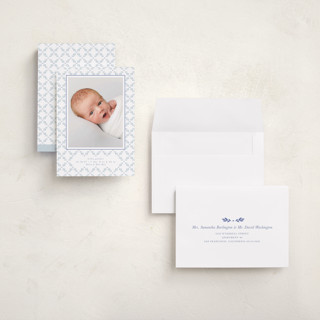 This is a cloud nine grand birth announcements with standard by Alston Foster called sweet sprigs printing on recycled smooth signature in grand