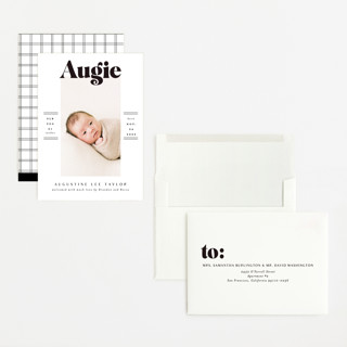 This is a ash grand birth announcements with standard by Alethea and Ruth called bold name frame printing on recycled smooth signature in grand