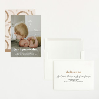 This is a cotton grand birth announcements with standard by Corinne Malesic called dynamic duo printing on recycled smooth signature in grand