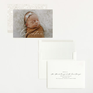 This is a cloud grand birth announcements with standard by Alethea and Ruth called sweeping name printing on recycled smooth signature in grand