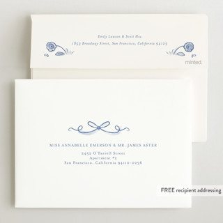 This is a delft blue grand birth announcements with standard by Ani Somi called painted flowers printing on recycled smooth signature in grand