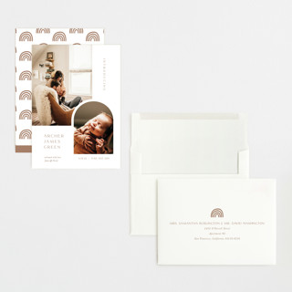 This is a cotton grand birth announcements with standard by Robin Ott called modern inset printing on smooth signature in grand