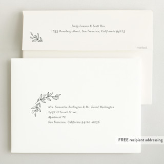 This is a lace grand birth announcements with foil pressed by Jessica Williams called graceful laurels printing on recycled smooth signature in grand