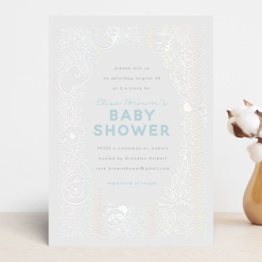 Magical Jungle GlossPress® Baby Shower Invitations by Jessie Steury