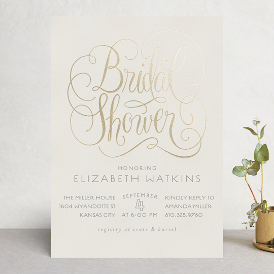 Flourished FoilPressed Bridal Shower Invitations by Laura Bolter