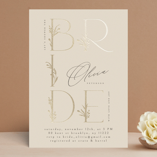 Bridetobe FoilPressed Bridal Shower Invitations by Ana de Sousa Minted