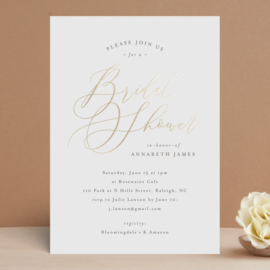 Posh FoilPressed Bridal Shower Invitations by Melanie Kosuge Minted