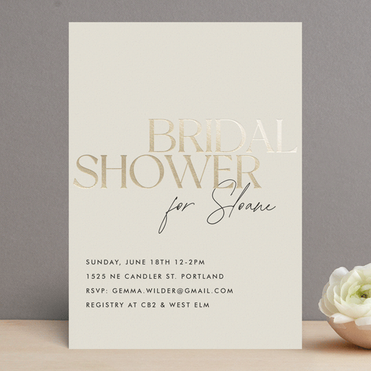 Modern Elegance FoilPressed Bridal Shower Invitations by
