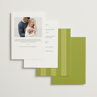 This is a chartreuse bridal shower invitations with foil pressed by Stacy Maalouf called bridal shower script printing on signature in standard