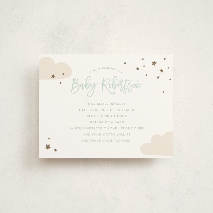 "baby balloon ride" - Whimsical & Funny Baby Shower Insert Cards in Seafoam by peetie design.