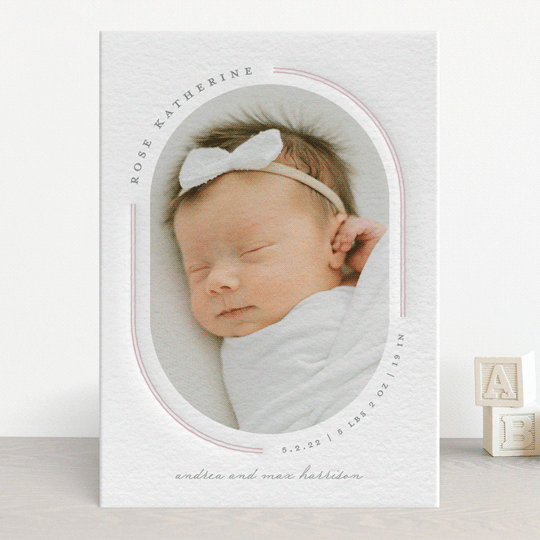 Curvature Letterpress Birth Announcements by Lauren Chism Minted