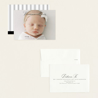 This is a noir petite birth announcements with standard by Ashlee Townsend called enchanted love printing on signature in petite