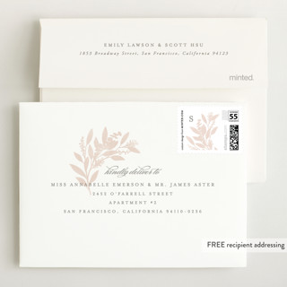 This is a blush petite birth announcements with standard by Hooray Creative called botanical corners printing on recycled smooth signature in petite