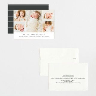 This is a slate petite birth announcements with standard by Brianne Larsen called classically modern printing on recycled smooth signature in petite