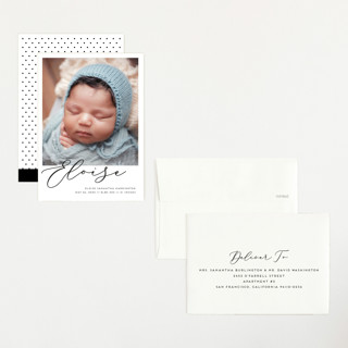 This is a onyx petite birth announcements with standard by Genna Blackburn called first-name basis printing on recycled smooth signature in petite