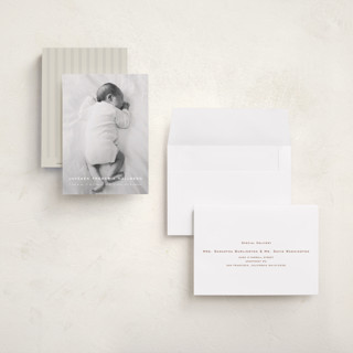 This is a pearl petite birth announcements with standard by chocomocacino called pastizzi printing on signature in petite