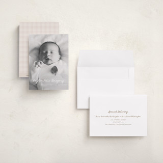 This is a milk petite birth announcements with standard by chocomocacino called cassatina printing on signature in petite