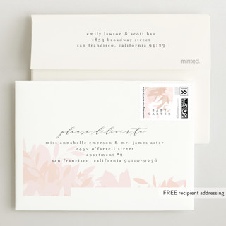 This is a blush petite birth announcements with standard by Angela Thompson called blush branches printing on recycled smooth signature in petite
