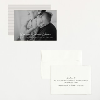 This is a snow petite birth announcements with standard by Bethan called handwriting printing on signature in petite