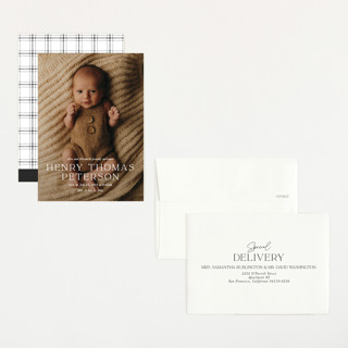 This is a powder petite birth announcements with standard by Melissa Egan of Pistols called refined printing on signature in petite