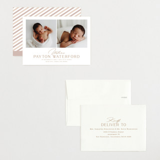 This is a cocoa petite birth announcements with standard by chocomocacino called gujiya printing on signature in petite