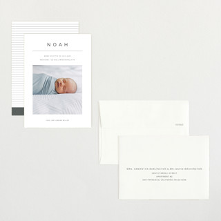 This is a cotton petite birth announcements with standard by Ani Somi called noah printing on signature in petite