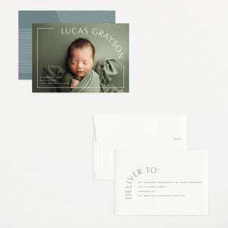 This is a snow petite birth announcements with standard by Lauren Chism called take shape printing on signature in petite