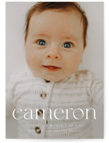 This is a white petite birth announcement by Ekko Studio called Classy Name with standard printing on signature in petite.