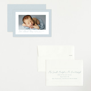 This is a sky petite birth announcements with standard by Lea Delaveris called corduroy printing on recycled smooth signature in petite