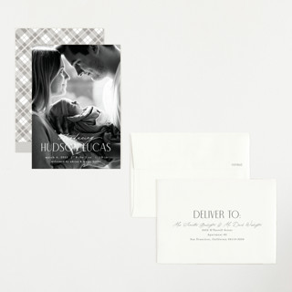 This is a stone petite birth announcements with standard by Pixel and Hank called little introduction printing on recycled smooth signature in petite