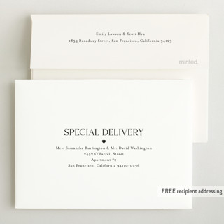 This is a cream petite birth announcements with standard by Jessica Williams called petite introduction printing on signature in petite