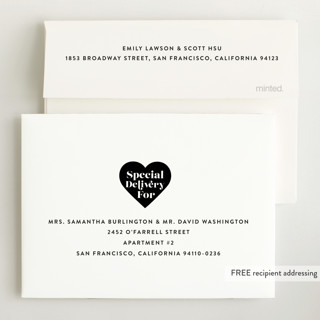 This is a pearl petite birth announcements with standard by Lori Wemple called name printing on signature in petite