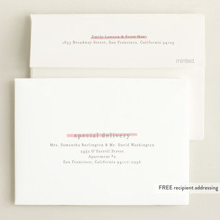 This is a blush petite birth announcements with standard by Lauren Chism called cotton candy printing on recycled smooth signature in petite