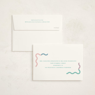 This is a cream petite birth announcements with standard by Baumbirdy called wavy pastel frame printing on signature in petite