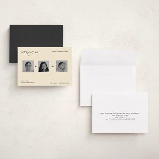 This is a chalkboard petite birth announcements with standard by Rina Ozum called our new chapter printing on signature in petite
